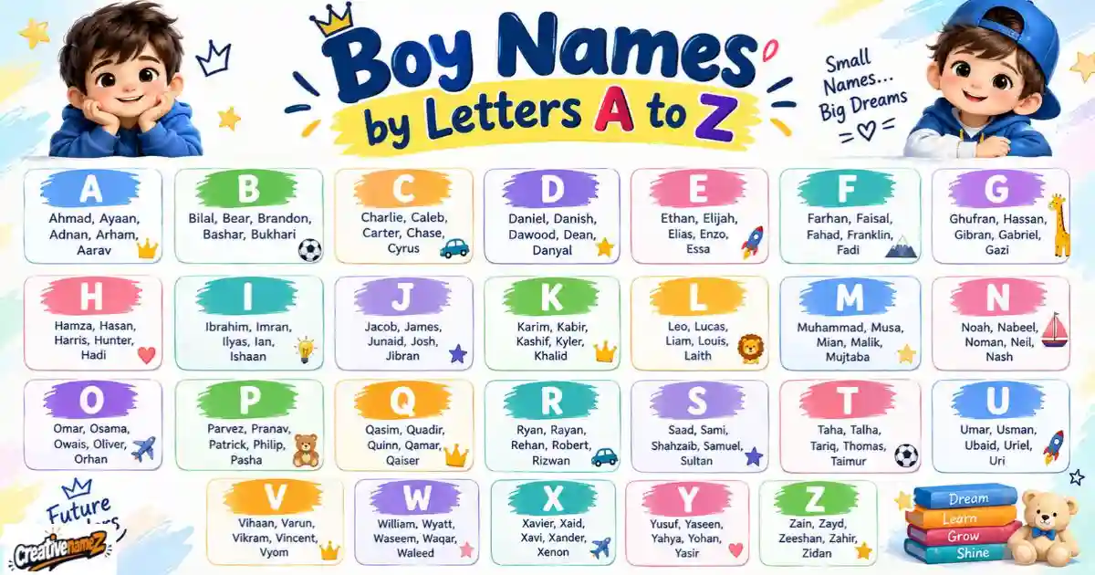 Boy Names By Letters A To Z